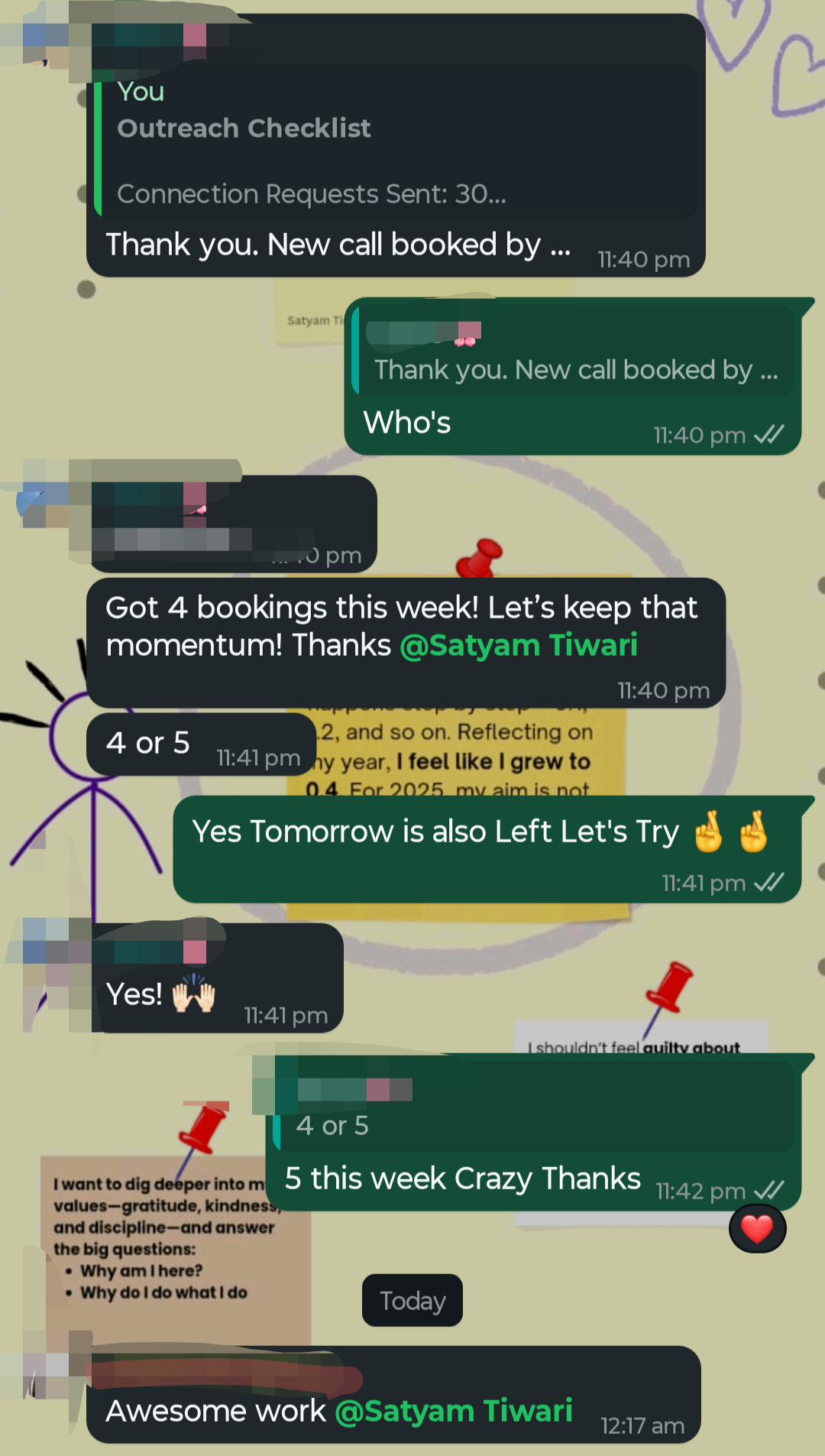 Client chat: five appointments booked in one week