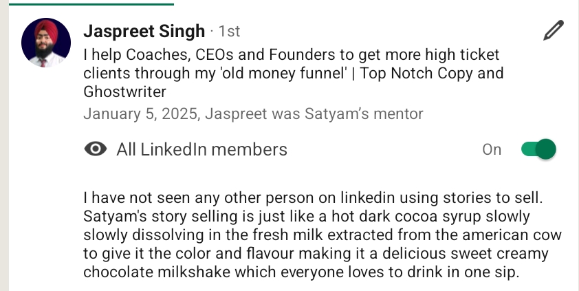 LinkedIn recommendation from Jaspreet Singh